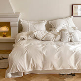 French Sweet Lace Plush Ball Bedding Set - White